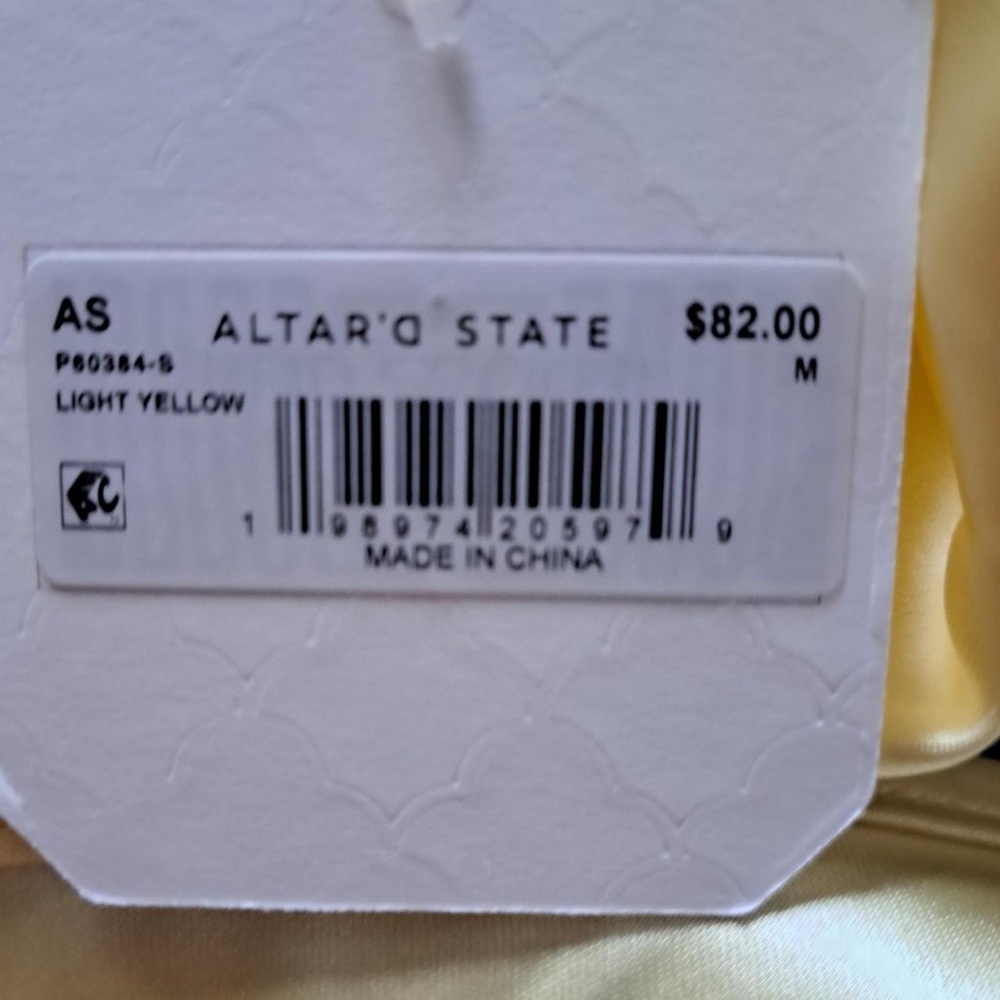 NWT Altar’d State Paityn Strapless Maxi Dress Satin Yellow - Picture 5 of 5